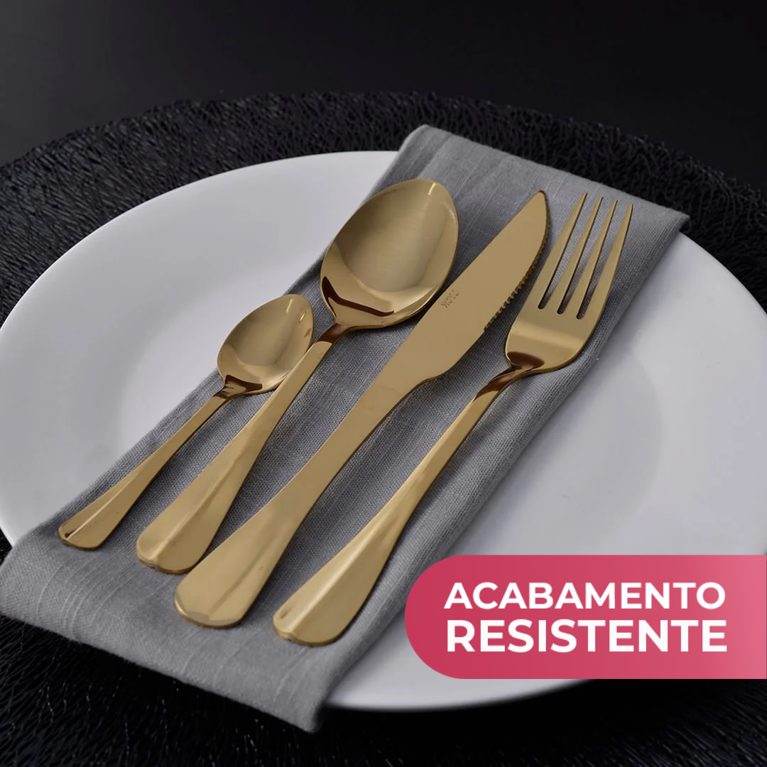 Flatware set Gold Stainless steel 24 Pieces