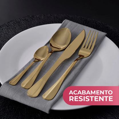 Flatware set Gold Stainless steel 24 Pieces