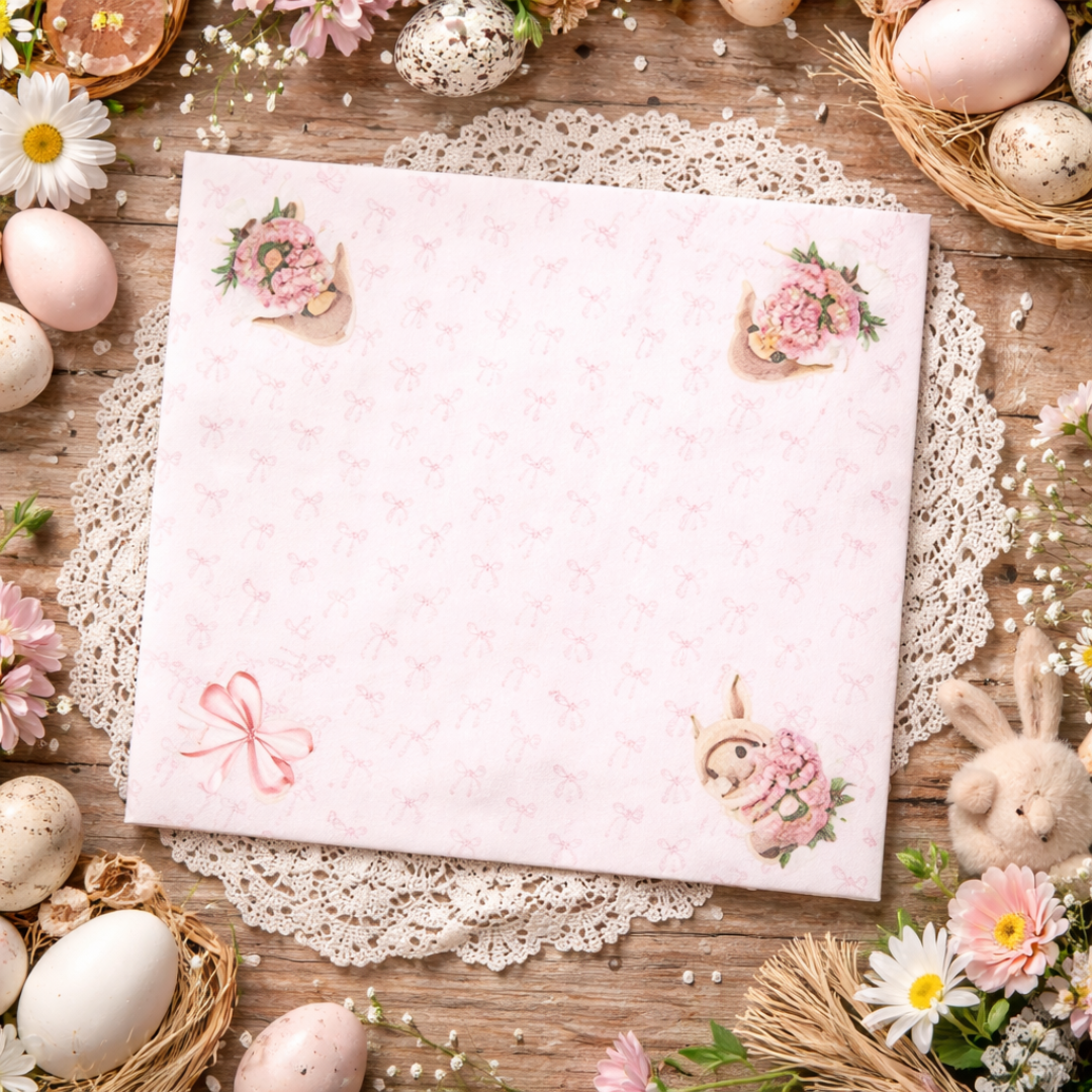 Napkin Burrow bunny Easter Pink 45cm x 45cm