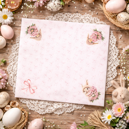 Napkin Burrow bunny Easter Pink 45cm x 45cm