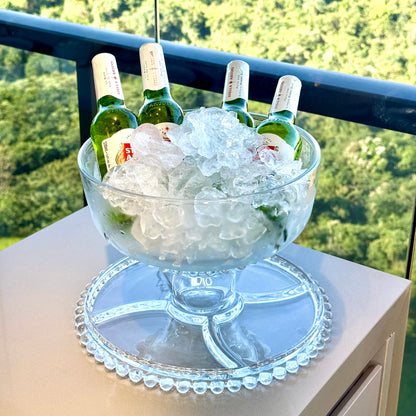 Cake stand plate Lead crystal footed and Lid Pearl 31cm