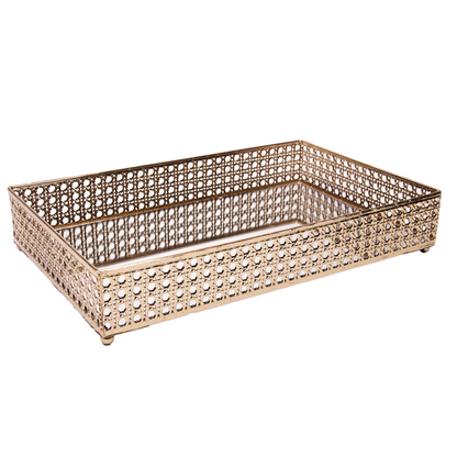 Metal tray Versailles with mirror Gold 32cm