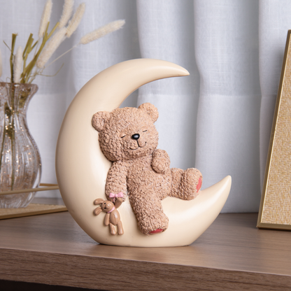 Decorative figurine Bear on the moon Teddy Charm in resin 18cm