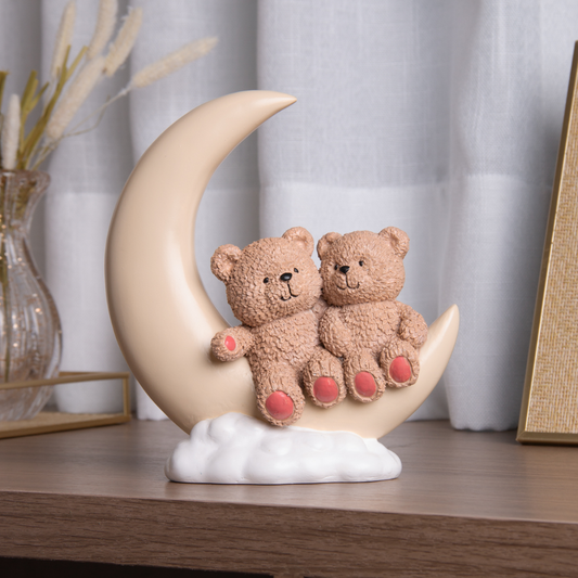 Decorative figurine Bears on the moon Teddy Charm in resin 18cm