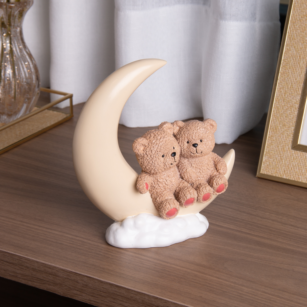 Decorative figurine Bears on the moon Teddy Charm in resin 18cm