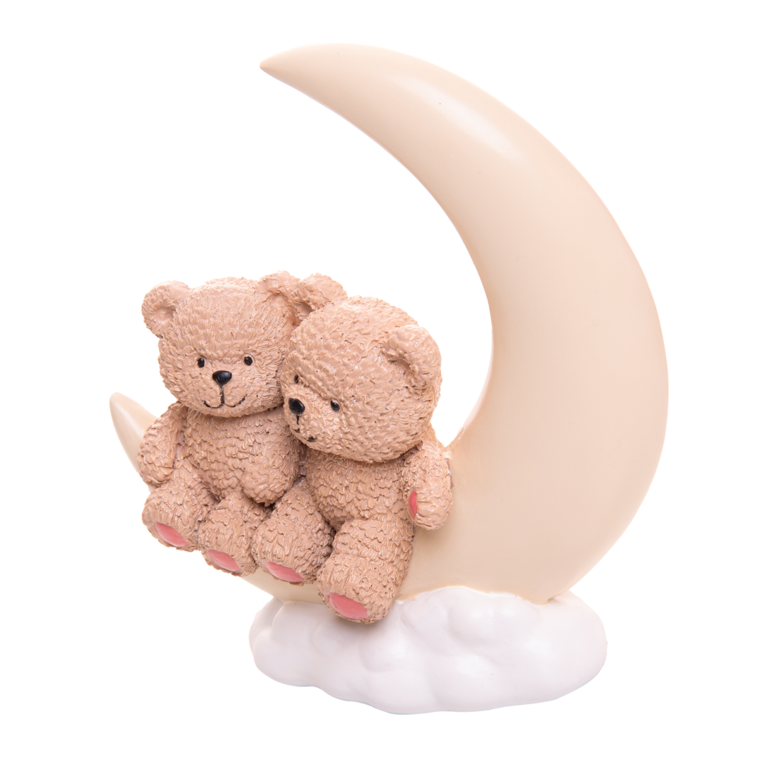 Decorative figurine Bears on the moon Teddy Charm in resin 18cm