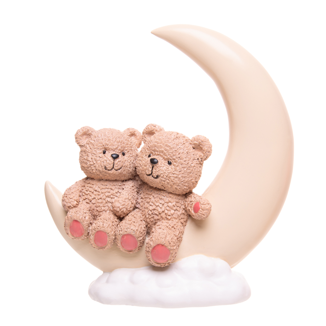 Decorative figurine Bears on the moon Teddy Charm in resin 18cm