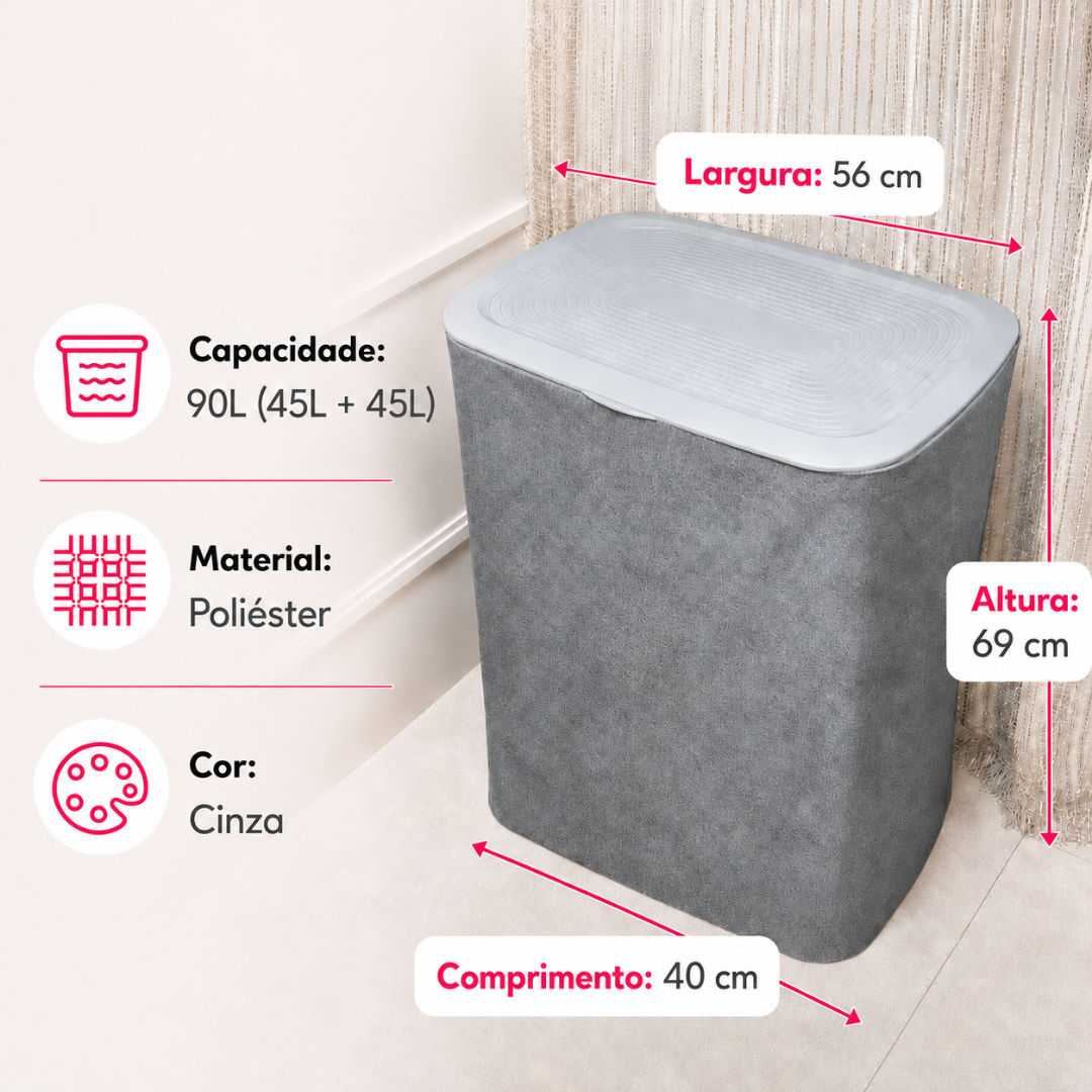 Laundry basket Double Premium Gray 90 Liters