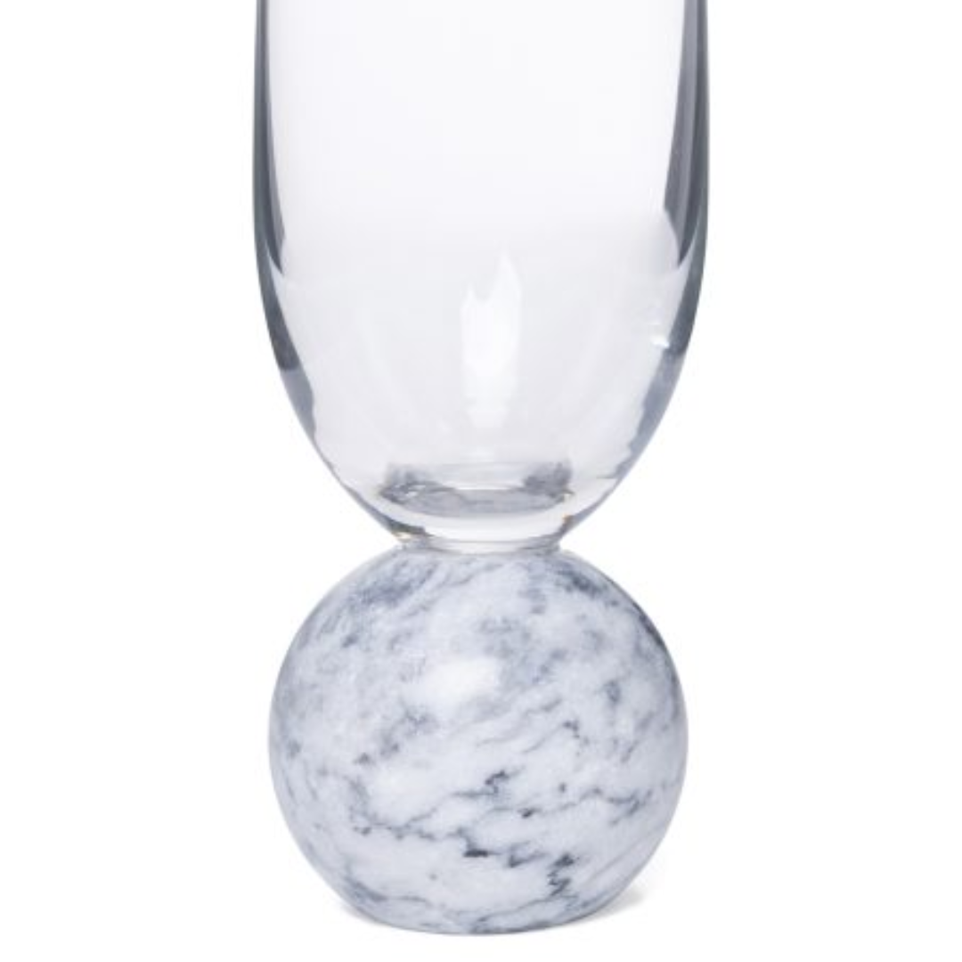 Set of 2 wine glasses Sphere base for champagne Glass and white marble 210ml