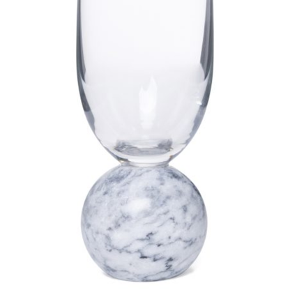 Set of 2 wine glasses Sphere base for champagne Glass and white marble 210ml