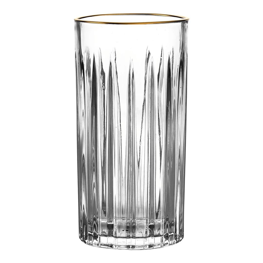 Set of 6 glasses Tall Soho in crystal with gold trim 350ml
