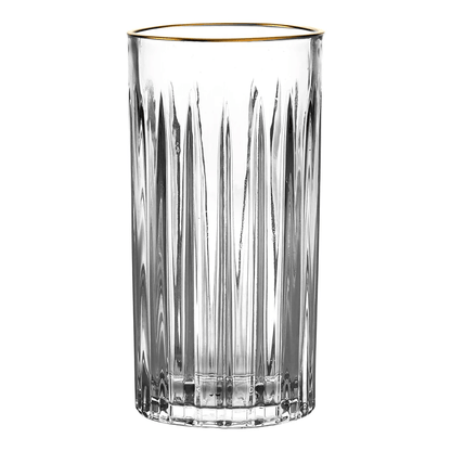 Set of 6 glasses Tall Soho in crystal with gold trim 350ml