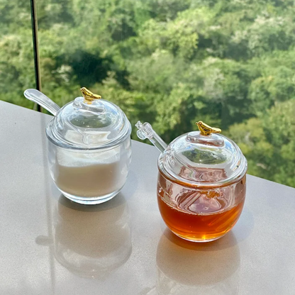 Sugar bowl set + Honey pot Golden Bird 2 Pieces