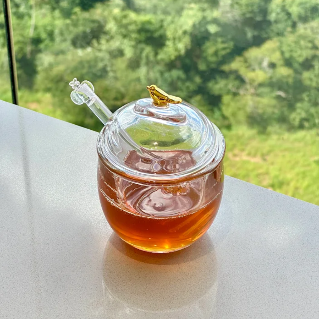 Sugar bowl set + Honey pot Golden Bird 2 Pieces