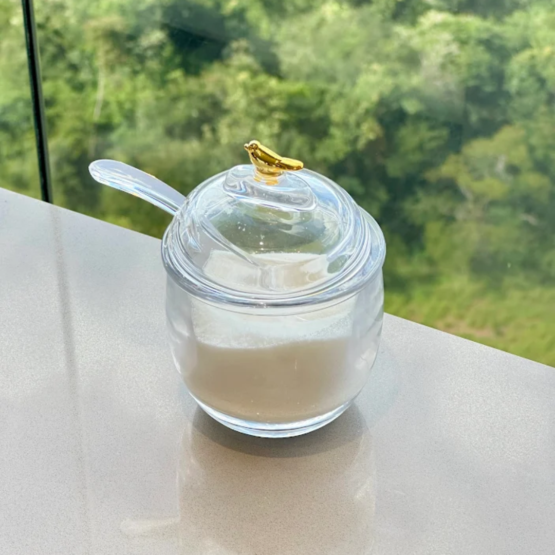 Sugar bowl set + Honey pot Golden Bird 2 Pieces