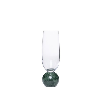 Set of 2 wine glasses Sphere base for champagne Crystal and green marble 210ml
