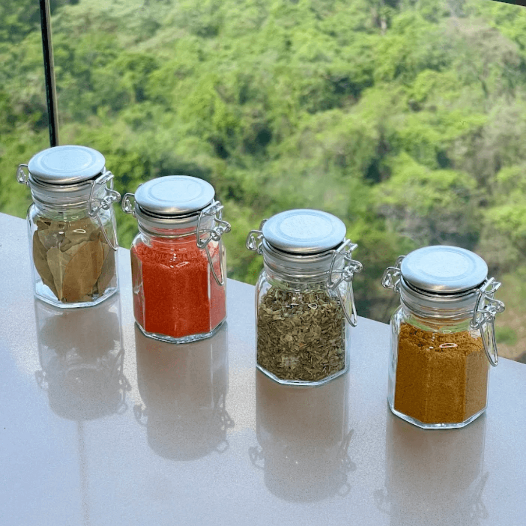Kit 4 Spice rack Glass and Metal Chrome