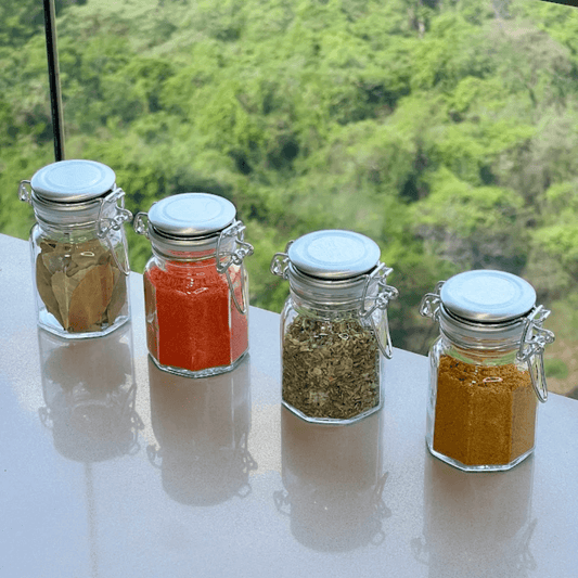 Kit 4 Spice rack Glass and Metal Chrome