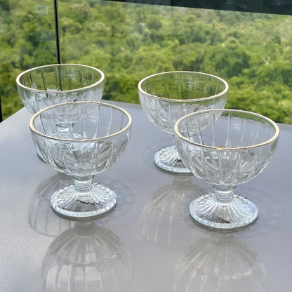 Set of 4 wine glasses for dessert Glass Cristalle with gold rim 360ml