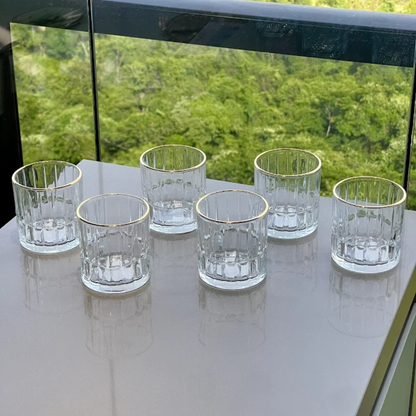 Set of 6 glasses Short of Glass Cristalle with gold rim 310ml