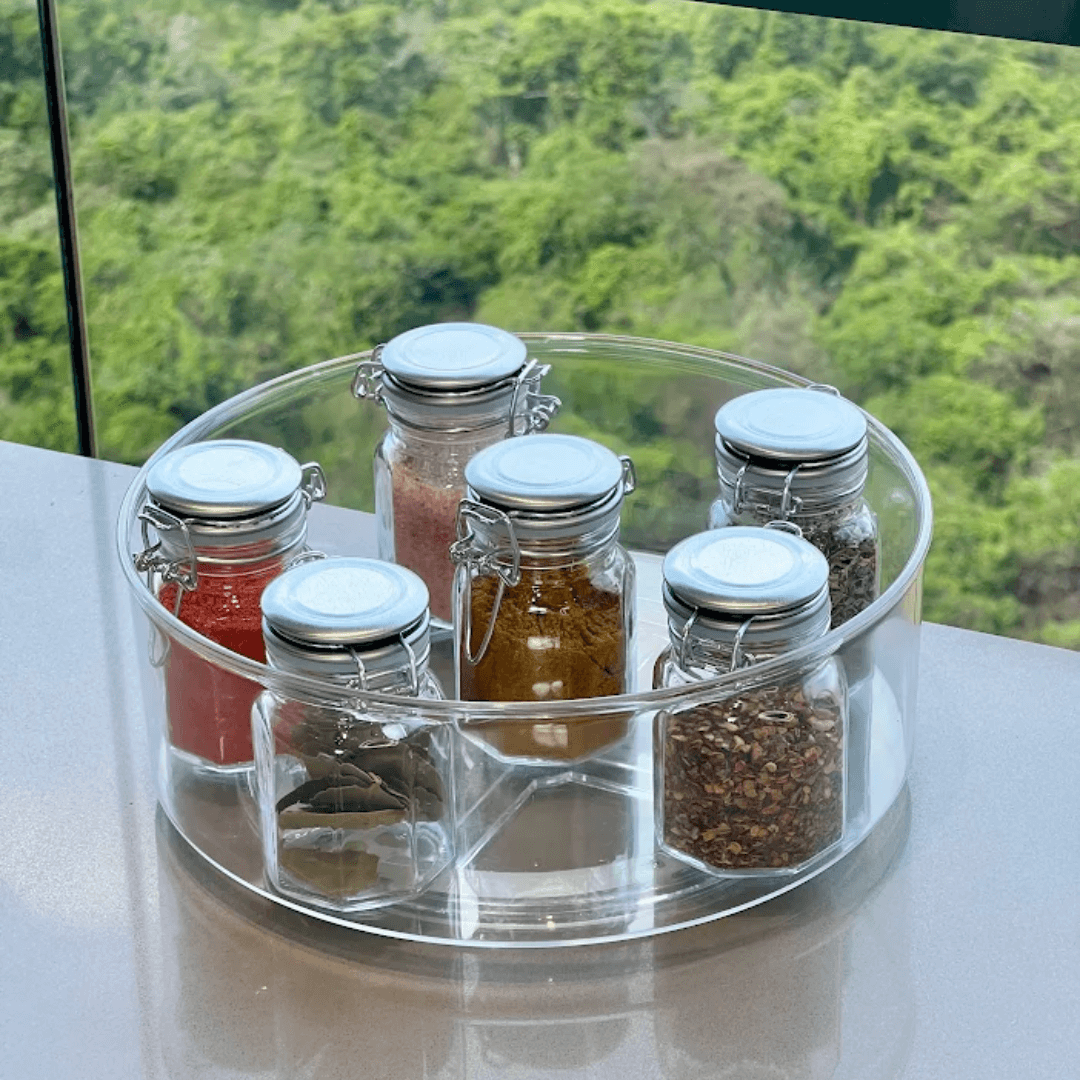 Kit 6 Spice rack Glass and Metal Chrome
