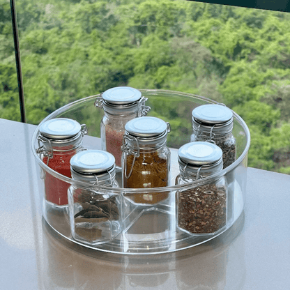 Kit 6 Spice rack Glass and Metal Chrome