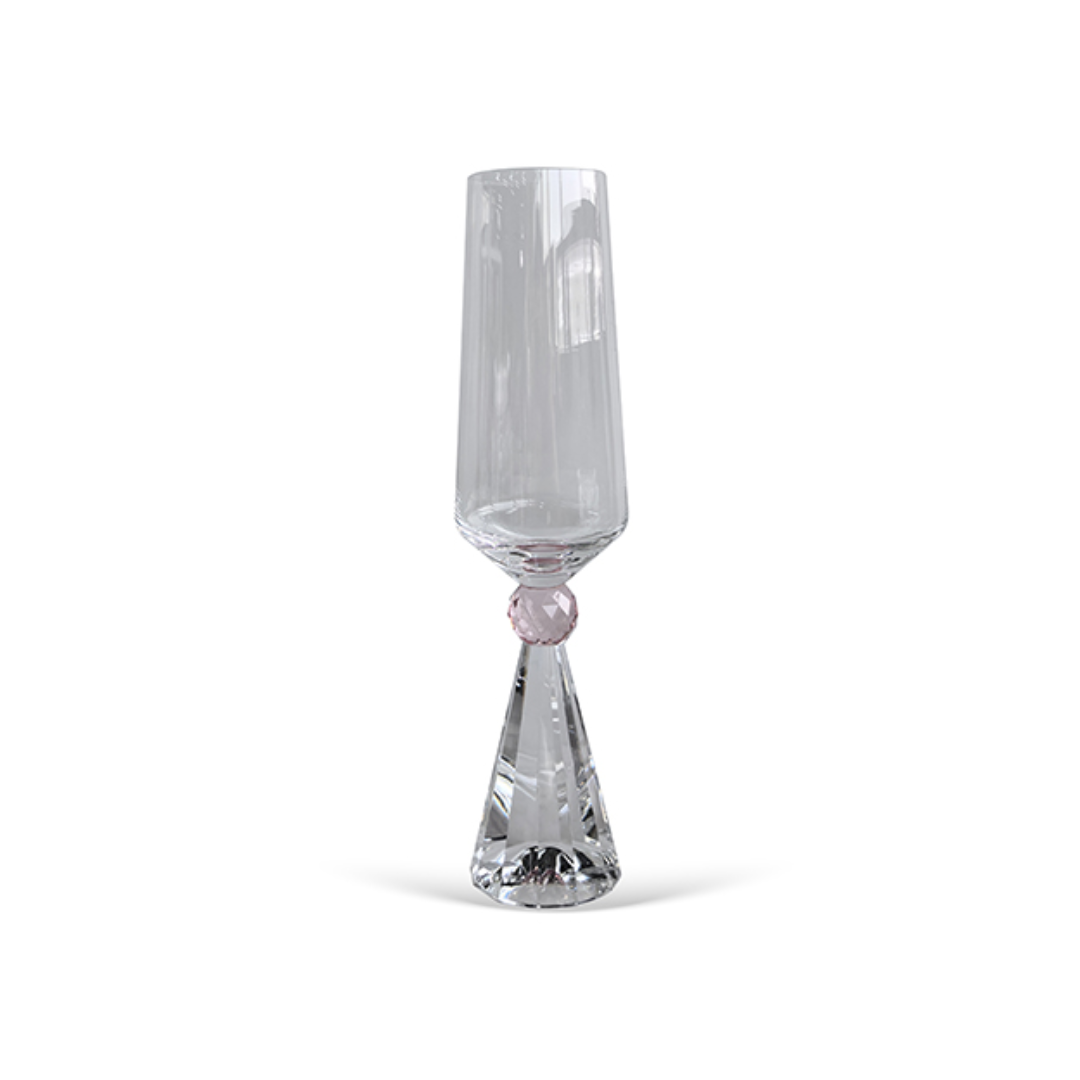 Set of 6 wine glasses Crystal base for champagne Pink 305ml