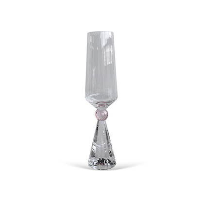 Set of 6 wine glasses Crystal base for champagne Pink 305ml