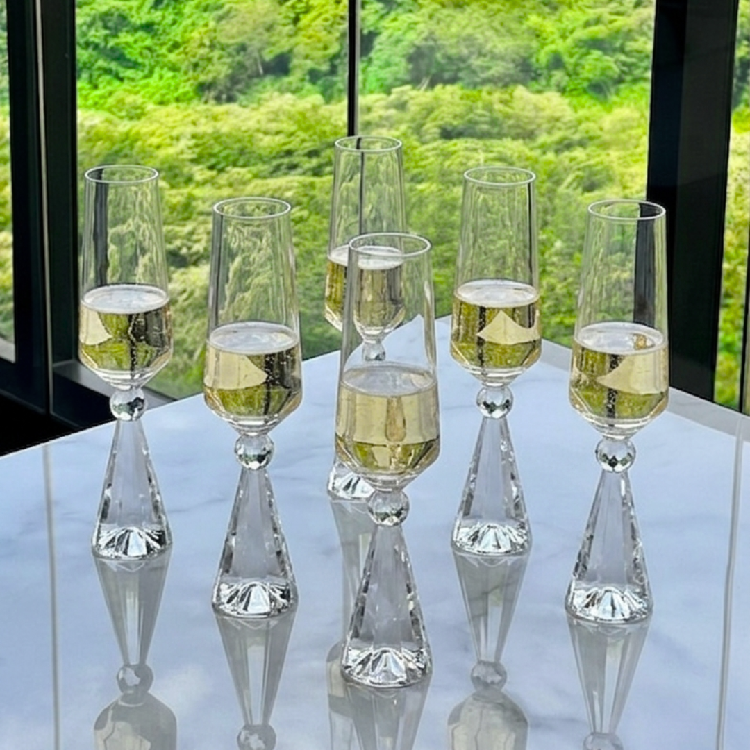 Set of 6 wine glasses Crystal base for champagne Clear