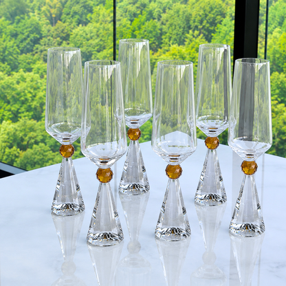 Set of 6 wine glasses Crystal base for champagne Amber 305ml