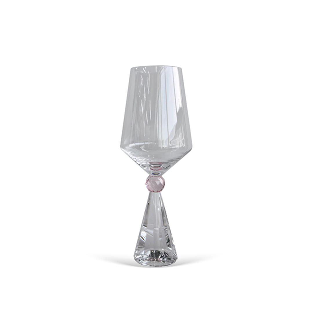 Set of 6 wine glasses Crystal base for wine Pink 595ml