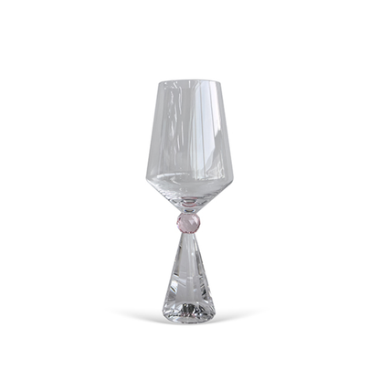 Set of 6 wine glasses Crystal base for wine Pink 595ml