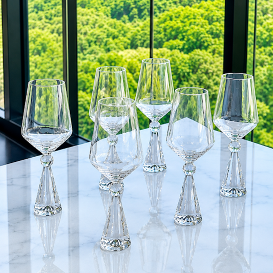 Set of 6 wine glasses Crystal base for wine Clear 595ml