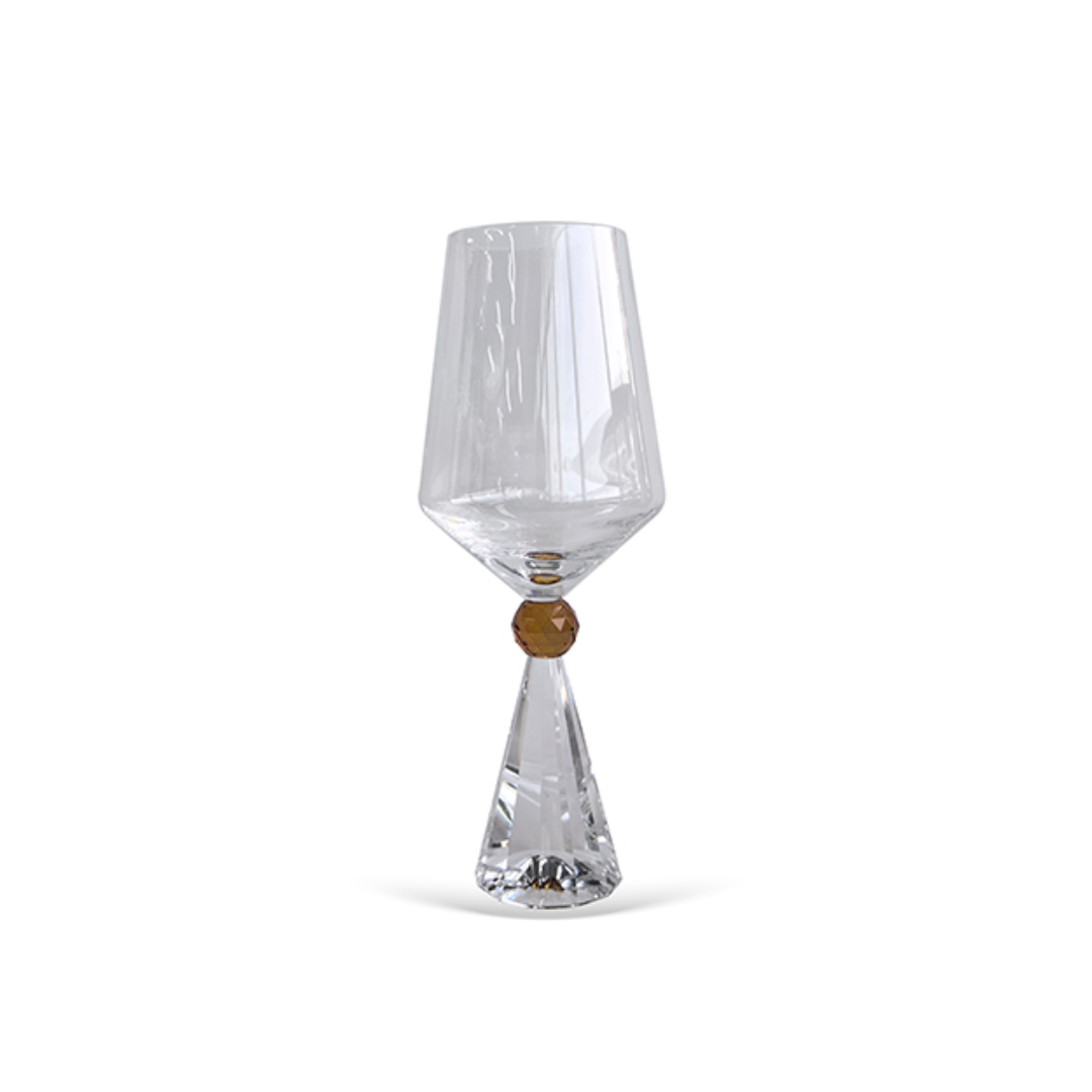 Set of 6 wine glasses Crystal base for wine Amber 595ml