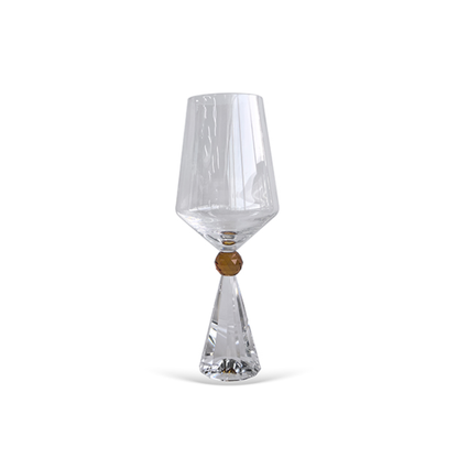 Set of 6 wine glasses Crystal base for wine Amber 595ml