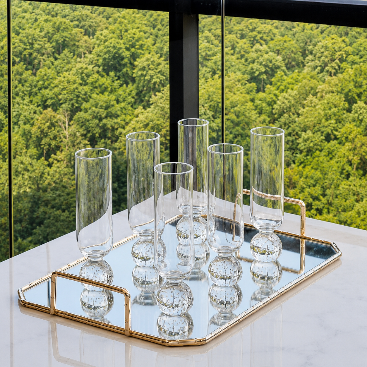 Set of 6 wine glasses Sphere base for champagne Clear 220ml