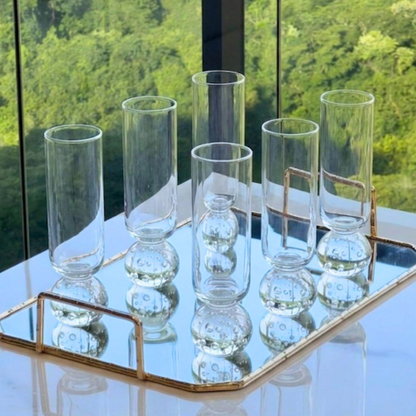 Set of 6 wine glasses Sphere base for champagne Clear 250ml
