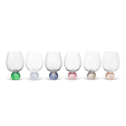 Set of 6 wine glasses Sphere base for wine Color mix 450ml