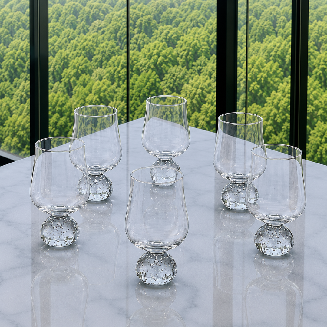 Set of 6 wine glasses Sphere base for wine Clear 440ml