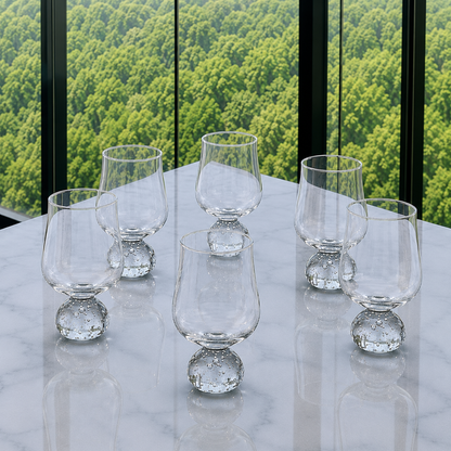 Set of 6 wine glasses Sphere base for wine Clear 440ml