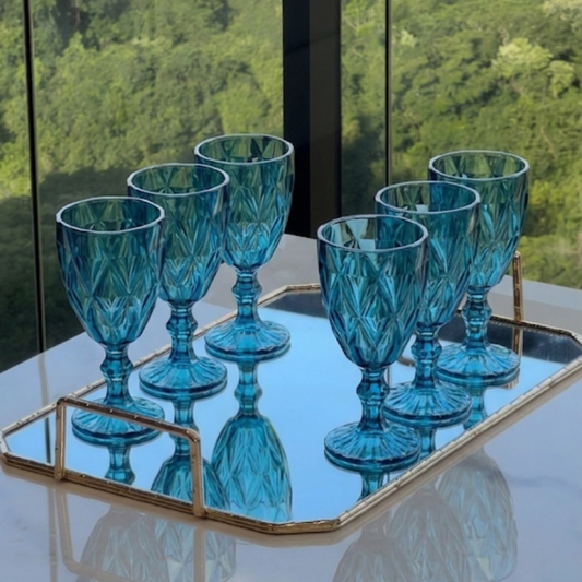 Set of 6 wine glasses of Acrylic Diamond Blue 330ml