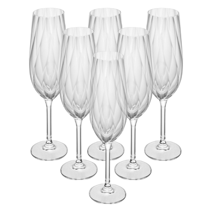 Set of 6 wine glasses for champagne Crex Optic Crystal 270ml