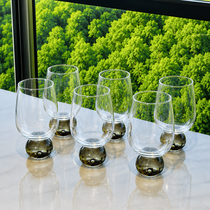 Set of 6 wine glasses Sphere base for wine Amber 540ml