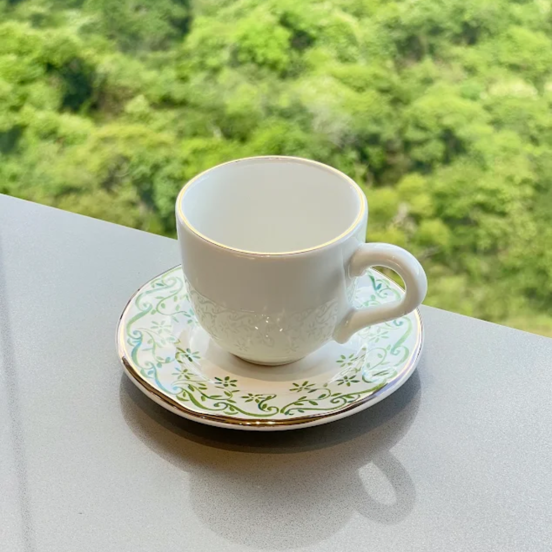 Set of 6 cups of Coffee with saucer Arabesque green 90ml