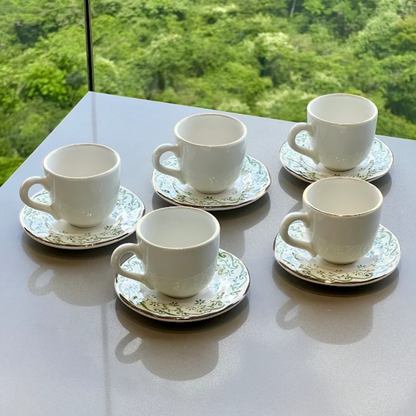Set of 6 cups of Coffee with saucer Arabesque green 90ml