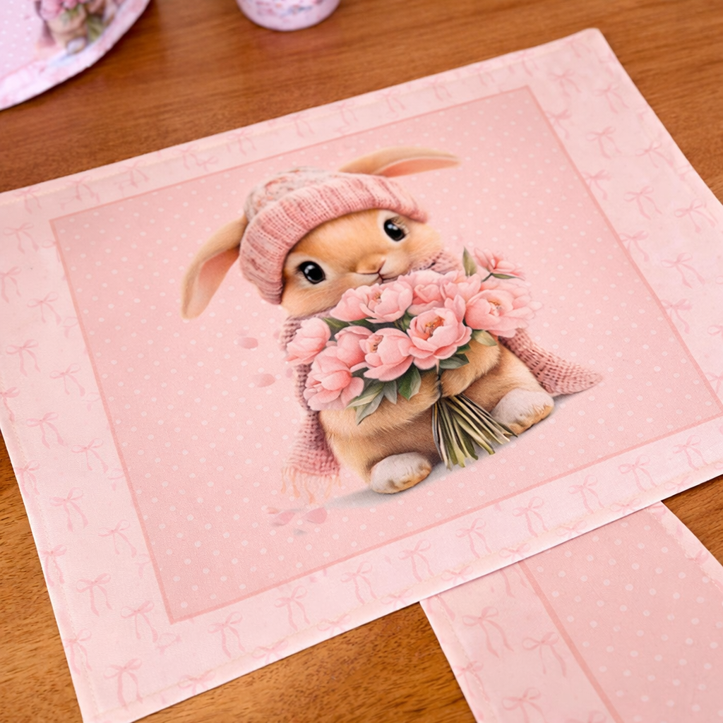 Placemat Burrow bunny Easter Pink 34cm x 44cm