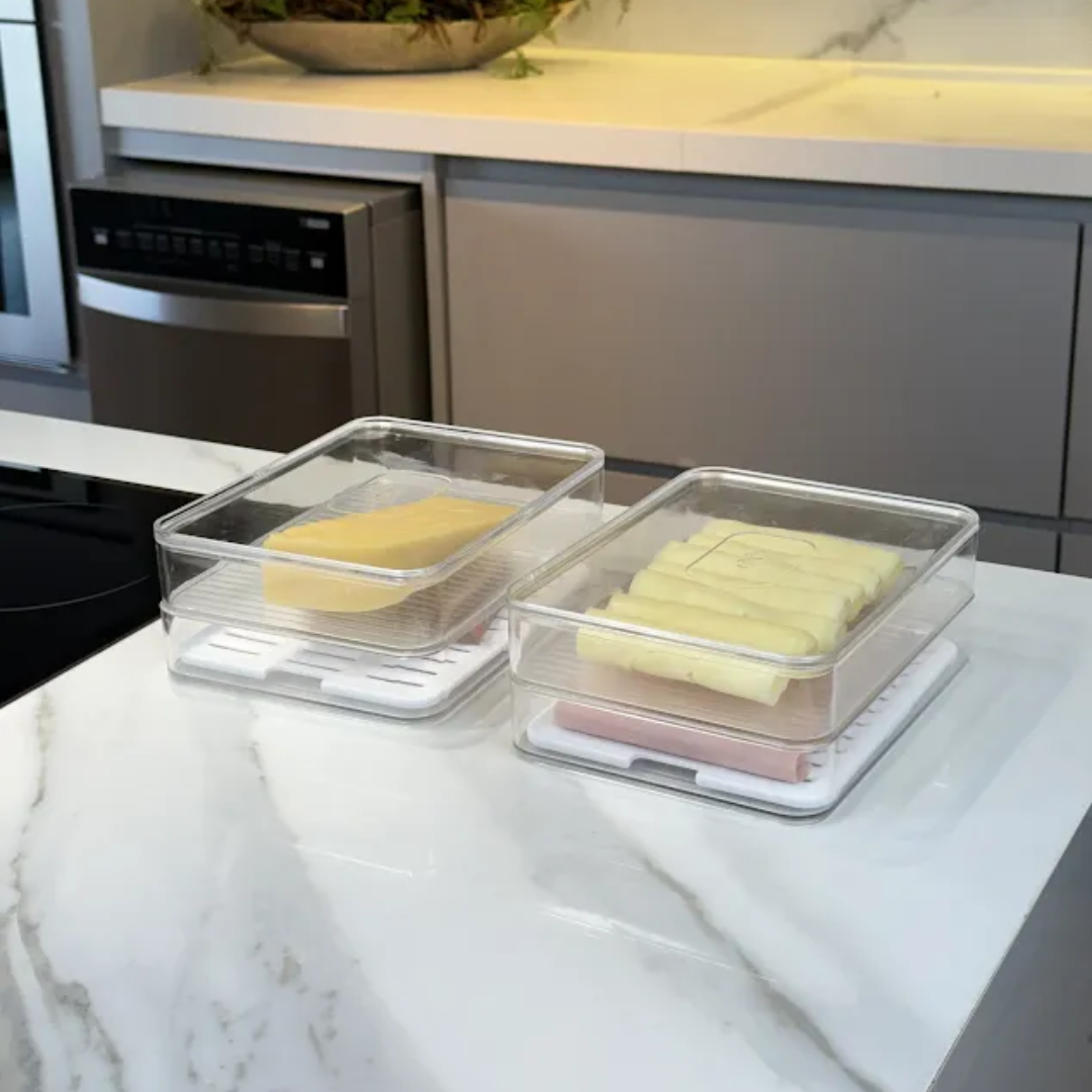 Kit 2 Double cold cuts container Clear Natural
