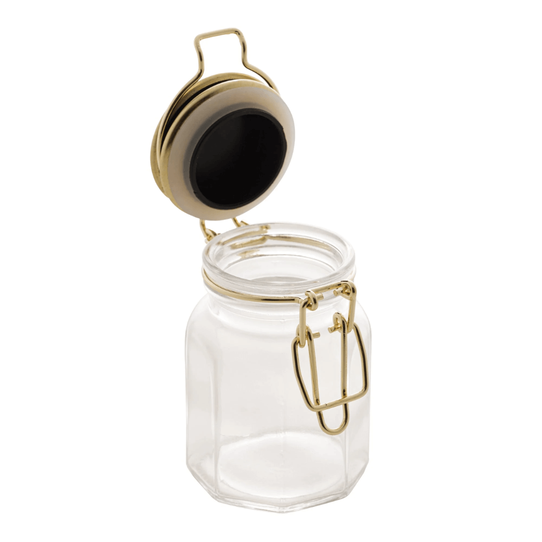 Kit 4 Spice rack Herméticos Glass and Metal Gold