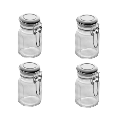 Kit 4 Spice rack Glass and Metal Chrome
