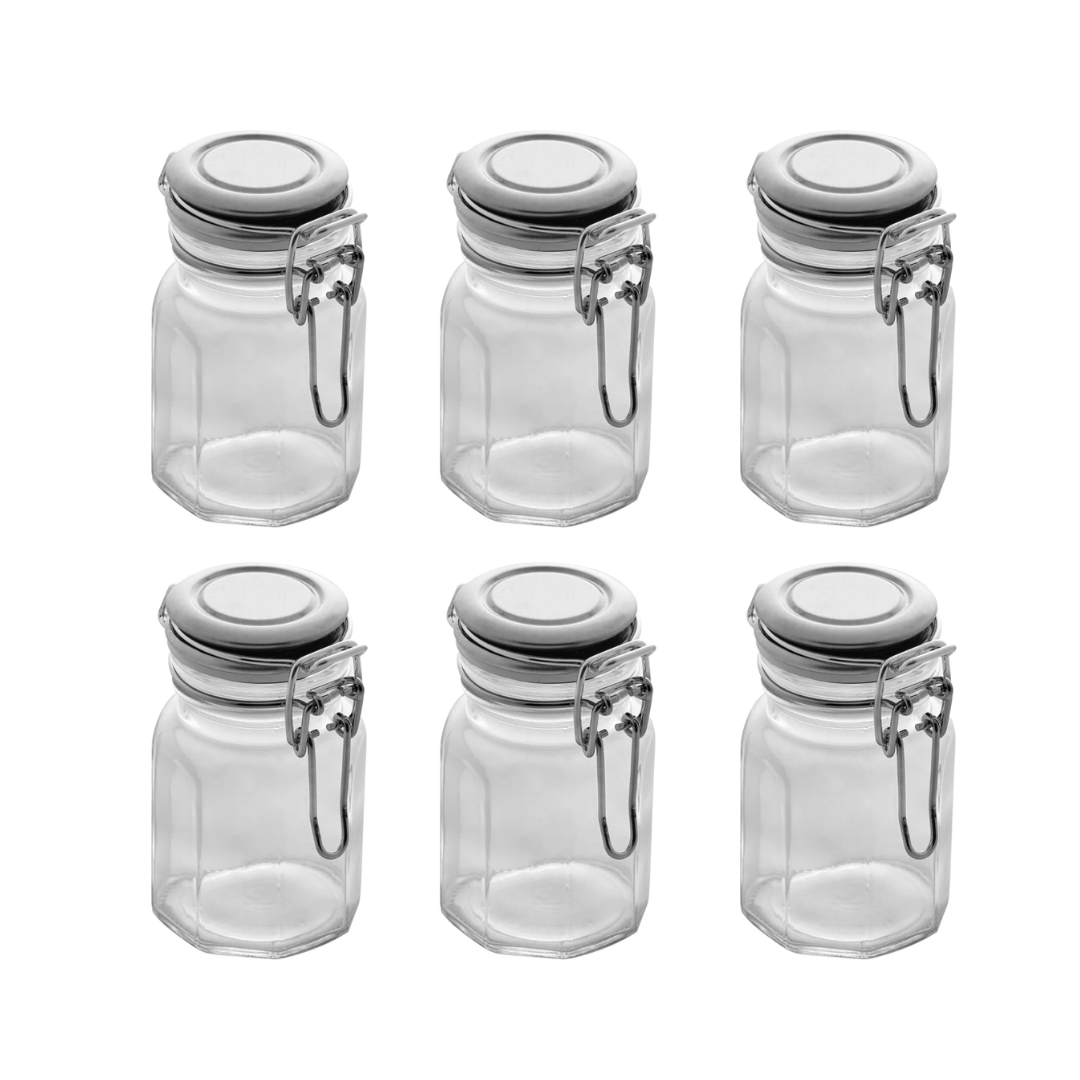 Kit 6 Spice rack Glass and Metal Chrome
